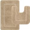 Pauwer Tappeti Bagno 2 Pezzi, Tappetino Bagno Super Assorbente, Tappeto Doccia Morbido in Microfibra, Lavabile in Lavatrice, Tappetino Doccia Antiscivolo e Tappetini Bagno Forma di U, 53x86+50x50 cm