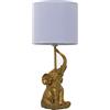 DRW Lampada da tavolo con elefante in resina dorata 20 x 46 cm