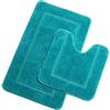Pauwer Set di 2 tappetini da Bagno Antiscivolo in Microfibra Lavabile con Contorno, a Forma di U, per Bagno (Turchese, 53 x 86 cm+50 x 50 cm)