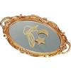 LZYMSZ Vintage Vassoio decorativo a specchio, vassoio ovale vintage da profumi, trucchi, organizzatore di trucco, organizzatore di gioielli, vassoio di servizio Oro 36,8 x 25,4cm