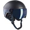 BLACK CREVICE Casco da sci Sölden I Casco da sci con visiera stile pilota in diversi colori I Casco da sci Uomo & Donna I Casco da snowboard unisex I Casco da sci (S, Nero/Blu)