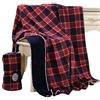 Beskie, Coperta in pile per divano, letto, viaggi, colore: rosso e nero, motivo tartan a quadri, decorazione per la casa, calda e accogliente, 129,5 x 160 cm
