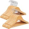 SONGMICS Set di 20 Grucce Bambini in Legno Massello, Grucce per Bambini, con Barra Appendiabiti, Scanalature, Gancio Girevole a 360°, Lunghezza di 35 cm, Naturale e Argento CRW006-20