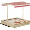 Outsunny Sabbiera per Bambini 3-8 Anni in Legno con Tettuccio Regolabile e Sedili, Gioco da Giardino con 2 Bacini|Aosom