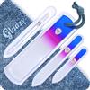Gladzy Set Lime per Unghie in Vetro Ceco - Lima per Rimozione Calli, Spingi Cuticole di Precisione, Doppia Superficie a Grana Diversa, Manicure e Pedicure, Cura Delle Unghie e Nail Art Professionale