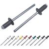 Marcopol Confezione da 100 rivetti ciechi verniciati, 3,2 x 8 mm, testa a cupola, DIN 7337, rivetti in alluminio e mandrino in acciaio, rivetti pop (100, grigio antracite RAL 7016)