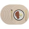 Pauwer 35 cm / 14 pollici Tovagliette rotonde intrecciate Isolamento termico Intrecciato antiscivolo Tovagliette da pranzo in cotone (Beige, set di 6)