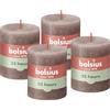 Bolsius Rustik Candele a pilastro - grigio chiaro - 4 pezzi - 8 x 7 cm - Candele decorative per la casa - lunghezza durata 35 ore - non profumate - cera vegetale naturale - senza olio di palma
