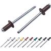 Marcopol Confezione da 100 rivetti ciechi verniciati da 3,2 x 8 mm, con testa a cupola, DIN 7337, rivetti in alluminio e mandrino in acciaio, rivetti pop (100, marrone cioccolato RAL 8017)