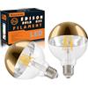 KOOYWAN LED G95 E27 Lampadina a Filamento 6w Testa Specchio Oro 2700K Bianco Caldo Corona Dorata Half Chrome Shadeless Lampadina Confezione da 2