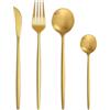 Bestdin Set di posate per 6 persone, 24 pezzi, posate oro opaco, set di posate con coltello, forchetta, cucchiaio, posate in acciaio inox di alta qualità, lavabili in lavastoviglie.