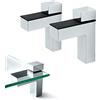 AWEN Tiberham - Staffa regolabile per mensola in legno e vetro, supporto per mensole angolari per ripiano da 3 a 30 mm di spessore, supporto per vetro da parete (confezione da 2)