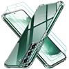 iVoler 3-in-1 Cover per Samsung Galaxy S22 5G / 4G, Antiurto Custodia con Paraurti in TPU Morbido e 2 Pezzi Pellicola Vetro Temperato, Ultra Sottile Trasparente Silicone Protettiva Case