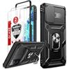 LeYi Cover per Samsung Galaxy S20 FE 5G/4G (non per S20) con Vetro Temperato [2 Pack], Protezione Fotocamera [Slidable] Custodia Antiurto Grado Militare 360° Anello Supporto TPU Bumper Custodie Nero