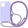 wentdzSW Cover Compatible con iPhone 13 Pro Max (6.7) - Cordino per Custodia con Collana Case Opaca Antiurto con Laccio/con Cordino TPU Corda Silicone Case -Viola