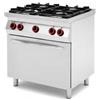 Ristoattrezzature Cucina professionale a gas con fiamma pilota 4 fuochi con forno a gas statico capacità 4 teglie GN 1/1 80x70x90h cm