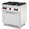 Ristoattrezzature Cucina professionale a gas con fiamma pilota 4 fuochi con forno a gas statico e grill capacità 4 teglie GN 1/1 80x70x90h cm