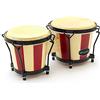 World Rhythm Bon14-St Bonghi in Rovere, Teste da 6 e 7 Pollici in Colore Naturale e Rosso, Tamburi Bongo Ideali per Uso Didattico