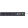 Brennenstuhl Secure-Tec Surge Protection 15.000 A 6AC Outlet(s) 3m Black Surge Protector - Surge Protectors (6 AC Outlet(s), 3500 W, 3 m, Black)