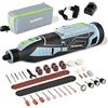 WORKPRO Multiutensile Rotante a Batteria 12V, Strumento Multifunzione senza Fili con 114 Accessori, Utensile Rotativo a 5 Velocità Variabili da 7500-32000giri/min per Tagliare/Scolpire/Lucidare