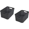 BranQ Home essential BranQ - Home essential Set di 2 cestini in Rattan, Misura L, 19 l, Antracite, 38x27,8x18,5 cm (LxBxH)