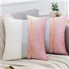 Serento Federe Cuscini Divano 45 x 45cm Velluto Copricuscini Decorativi Moderne con Pelle Righe Dorate Copricuscino Quadrate Lusso Letto Auto Soggiorno Sedia Rosa,Set di 2