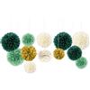 NICROLANDEE Decorazioni per feste di nozze, 12 pompon in carta velina verde avorio per baby shower, feste vintage, compleanni, addio al nubilato, decorazioni rustiche per matrimoni