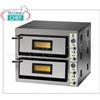 FORNO per PIZZA ELETTRICO con 2 CAMERE da mm.915x610x140h, con PORTA VETRO, piano cottura in refrattario, 4 TERMOSTATI REGOLABILI per SUOLA e CIELO, temp.da +50 a +500 C, Peso 187 Kg, V.400 3+N, kw 12,8, dim.esterne mm.1150x735x750h