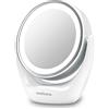 Medisana Cm 835 Specchio Cosmetico con Illuminazione a Led, Specchio Da Tavolo con Ingrandimento 5X, Specchio Da Trucco, Doppia Faccia, Girevole a 360°, Bianco, 40X30 cm