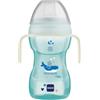 MAM Fun to Drink Cup Night Tazza bambini 270 ml, Biberon acqua 6+ mesi con manici che si illuminano al buio, Borraccia neonato con beccuccio extra-morbido anti-goccia e valvola flusso libero, Azzurro