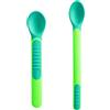 MAM Heat Sensitive Spoons & Cover, Posate Svezzamento, Cambiano Colore con il Calore, con Custodia Portaposate, Neutro