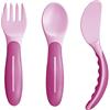 MAM Baby'S Cutlery Set Posate Antiscivolo,con Forchetta, Cucchiaio e Coltello, 6+ Mesi, Rosa