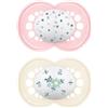 MAM Istruzioni in Lingua Straniera - Mam Skinsofttm - Ciuccio Originale S164 con Tettarella in Silicone Ultra Morbido, per Bambini di 6 + Mesi, con Scatola Auto Sterilizzante, Rosa, 2 Pezzi
