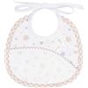 Filet - Bavaglino per Neonato in Piquet di Cotone con Stampa Stelline Multicolor | Tasca in Tela Aida da Ricamare | Dims 18x18 cm | Made in Italy, Tortora