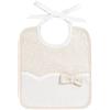 Filet - Bavaglino neonato in Piquet di Cotone con stampa Stelline | Inserto in Tela Aida | 100% Made in Italy | Colore Beige e Bianco