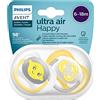 PHILIPS Ciuccio ultra air Philips Avent, per 6-18 mesi, ortodontico e senza BPA, 2 pezzi, custodia da trasporto/sterilizzazione inclusa, SCF080/18