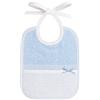 Filet - Bavaglino in Spugna Colorata, Realizzato Interamente a Mano con Tasca in Tela Aida da Ricamare, Ideale per i Neonati e Prima Infanzia, 100% Made in Italy, Color Bianco e Azzurro, Misure 18x21