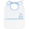 Filet Am2231b - Bavaglino Rettangolare In Morbido Tessuto Motivo Losanghe Bianco Con Ricamo A Forma Di Orsetto E Tasca In Tela Aida 55 Fori Da Ricamare, color Cielo, Taglia unica, 29 g