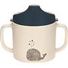 LÄSSIG Tazza per bambini con manico e coperchio rimovibile 150 ml/Sippy Cup PP/Cellulose Tiny Farmer Sheep/Goose blue