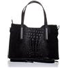 Firenze Artegiani Bolso De Mujer Piel Auténtica, Grabado Cocodrilo Y Lacado Borsa Messenger, 31 cm, Nero (Negro)