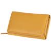 MIKA 42168 - Portafoglio da donna in vera pelle, formato orizzontale, 12 + 4 scomparti per carte di credito, scomparto in rete, scomparto per monete e monete, portafoglio giallo, ca. 15 x 10,5 x 4,5