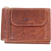 MIKA 42228 - Portafoglio in vera pelle, formato orizzontale, con fermasoldi, protezione RFID, 4 scomparti per carte di credito, 3 scomparti per monete, colore: marrone, ca. 11 x 8 x 2,5 cm