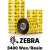 Zebra 03400BK13145 - Ribbon - Inchiostro a nastro Zebra 3400 Wax/Resin