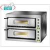 FORNO per PIZZA ELETTRICO con 2 CAMERE da mm.720x720x140h, con PORTA VETRO, piano cottura in refrattario, 4 TERMOSTATI REGOLABILI per SUOLA e CIELO, temp.da +50 a +500 C, Peso 146 Kg, V.400 3+N, kw 12, dim.esterne mm.1010x850x750h