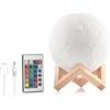 InnovaGoods® Lampada LED Luna 3D, Design Originale e Portatile, Controllo Touch e Remoto, LED RGB con 16 Colori, Luce Bianca da 4000 K, Ricaricabile, Colore Bianco e Beige.