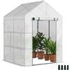 Outsunny Serra da Giardino con 2 Scaffali e Porta Avvolgibile per Esterni, 143x143x195cm, Bianco | Aosom Italy