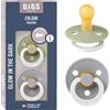 BIBS Colour Ciuccio confezione da 2 pezzi. Privo di BPA, Tettarella tonda. Lattice di gomma naturale, Misura 1 (0-6 mesi), Sage NIGHT/Cloud NIGHT