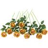JUSTOYOU 10 rose artificiali in seta a gambo singolo per bouquet da sposa (dorato)