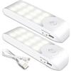 TEAMPD Luce Notturna(2 Pezzi), Lampada LED Ricaricabile USB con Sensore di Movimento, ON/OFF/AUTO, Luce LED con Striscia Magnetica per Armadio Soggiorno, Camere da Letto,Cucine,Corridoio