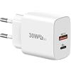 cshare Caricabatterie USB C 30W,Cshare 2 Porte PD 3.0 Alta Velocità Adattatore da Parete Compatibile con iPhone 13/12/11/Pro Max Mini iPad,per 25W Samsung Galaxy S22+/S22 Ultra/S21 Google Pixel 6 Pro.